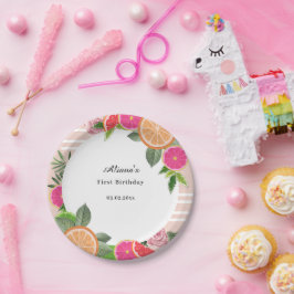 Minimaler Geburtstag der tropischen Wasserfarbe Ci Pappteller