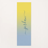 Minimaler gelber bis hellblauer Gradientskriptname Yogamatte (Vorderseite)