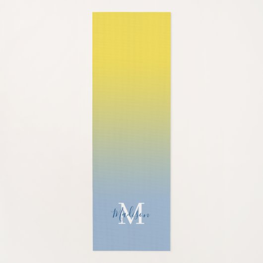 Minimaler gelber blauer Gradient Monogram-Skriptna Yogamatte (Vorderseite)