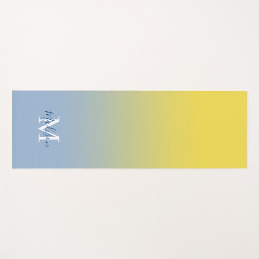 Minimaler gelber blauer Gradient Monogram-Skriptna Yogamatte (Vorderseite (Horizontal))
