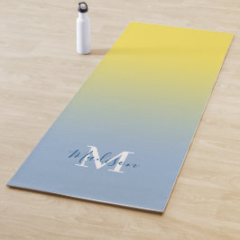 Minimaler gelber blauer Gradient Monogram-Skriptna Yogamatte