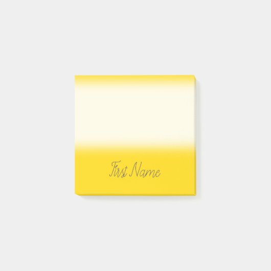 Minimaler gelber Hintergrund mit blauem Post-it Klebezettel (Vorderseite)