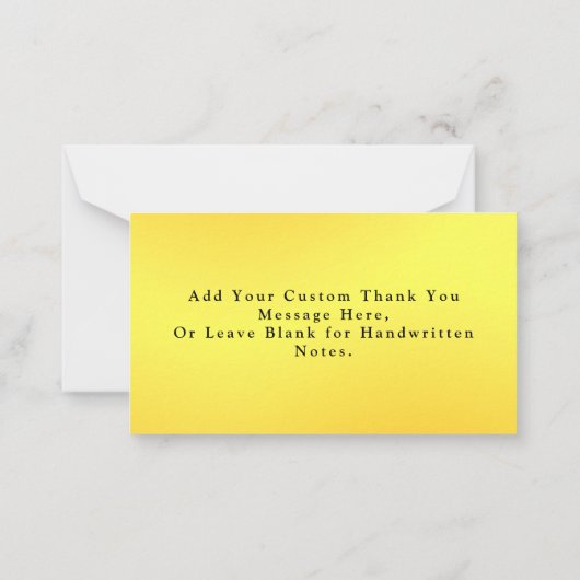Minimaler Geldbetrag Schwarz und Gold Vielen Dank Mitteilungskarte (Rückseite)