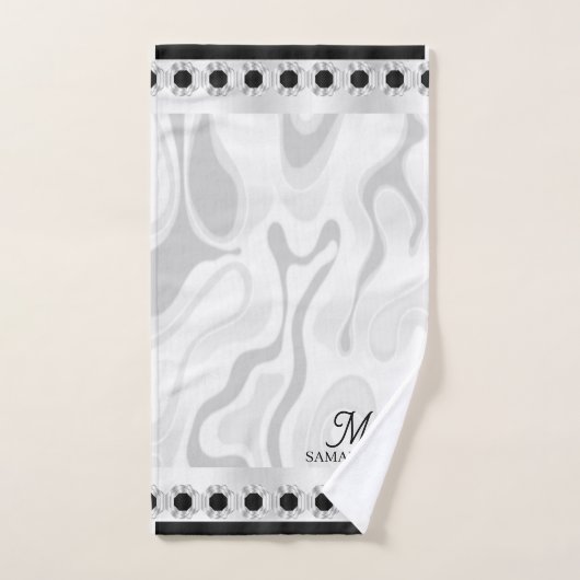 Minimaler geometrischer Effekt aus schwarzem, weiß Badhandtuch Set (Handtuch)