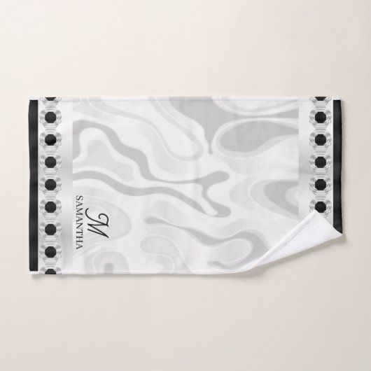 Minimaler geometrischer Effekt aus schwarzem, weiß Badhandtuch Set (Handtuch)