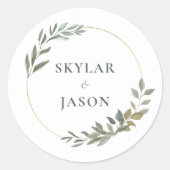 Minimaler geometrischer Kreis für Leaf Greenery & Runder Aufkleber (Vorderseite)