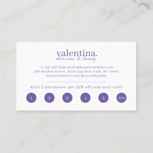 Minimaler Glitzer & Luxury Shine Lila VIP Treuekarte (Rückseite)