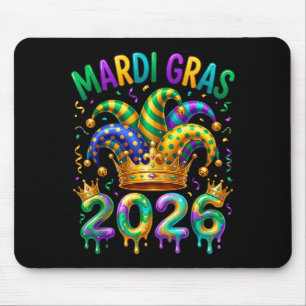 Minimaler glücklicher Mardi Gras 2026 Narr Mousepad
