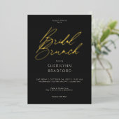 Minimaler Gold Black & White Bridal Brunch Folieneinladung (Stehend vorne)