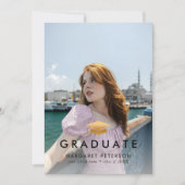 Minimaler Gold Grad Cap Foto Collage Abschluss Ankündigung (Vorderseite)
