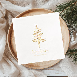 Minimaler Goldfolien-Weihnachtsbaum Personalisiert Servietten Mit Folie