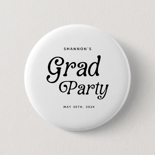Minimaler Grad Party Retro Abschluss Button (Vorderseite)