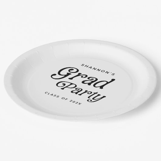 Minimaler Grad Party Retro Abschluss Pappteller (Schrägansicht)