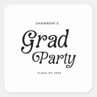 Minimaler Grad Party Retro Abschluss Quadratischer Aufkleber