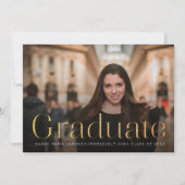 Minimaler Graduate Landscape Foto Gold Glitzer Einladung (Vorderseite)