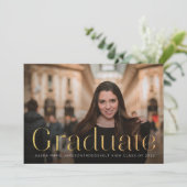 Minimaler Graduate Landscape Foto Gold Glitzer Einladung (Stehend Vorderseite)