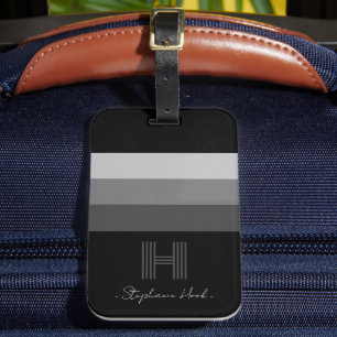 Minimaler Gray-Bar Monogramm-Gepäckträger Gepäckanhänger