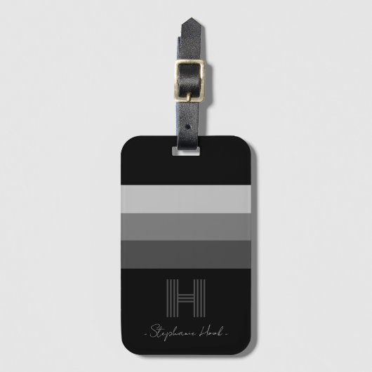 Minimaler Gray-Bar Monogramm-Gepäckträger Gepäckanhänger (Vorderseite Vertikal)