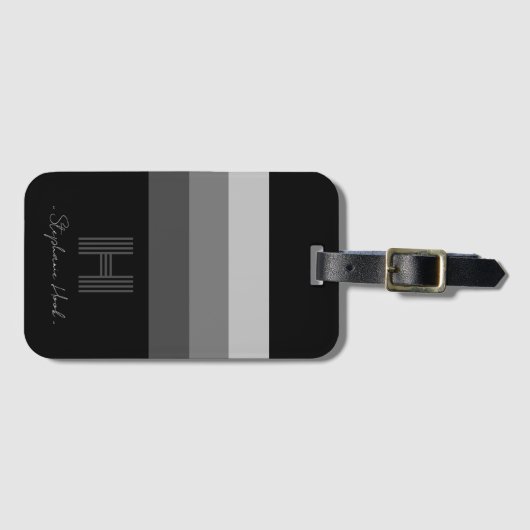 Minimaler Gray-Bar Monogramm-Gepäckträger Gepäckanhänger (Vorderseite (Horizontal))