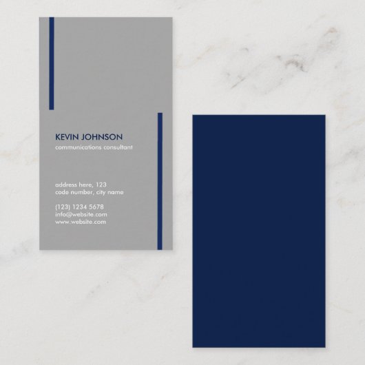 Minimaler Gray blue elegant masculine professional Visitenkarte (Vorne/Hinten)