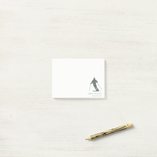 Minimaler Green Ski Silhouette Lehrer Coach Post-it Klebezettel (Auf Schreibtisch)