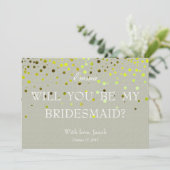 Minimaler grüner Glitzer wird meine Bridesmaid sei Einladung (Stehend Vorderseite)