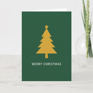Minimaler grüner goldener Weihnachtsbaum Karte