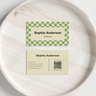 Minimaler grüner Schachbrettgrenzwert - Qr-Code Visitenkarte
