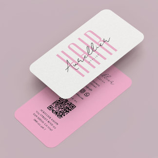 Minimaler Haarstil-Skript Weiß Rosa Visitenkarte