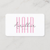 Minimaler Haarstil-Skript Weiß Rosa Visitenkarte (Vorderseite)
