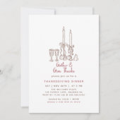 Minimaler handgezogener Erntedank Dinner Fall Einladung (Vorderseite)