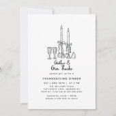 Minimaler handgezogener Erntedank Dinner Fall Einladung (Vorderseite)