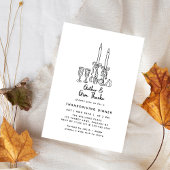 Minimaler handgezogener Erntedank Dinner Fall Einladung