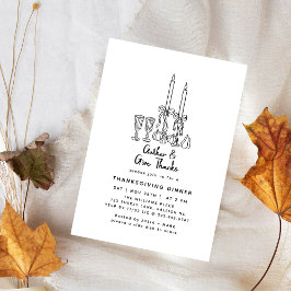 Minimaler handgezogener Erntedank Dinner Fall Einladung