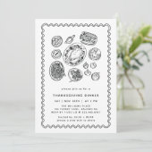 Minimaler handgezogener Erntedank Dinner Fall Einladung (Stehend Vorderseite)