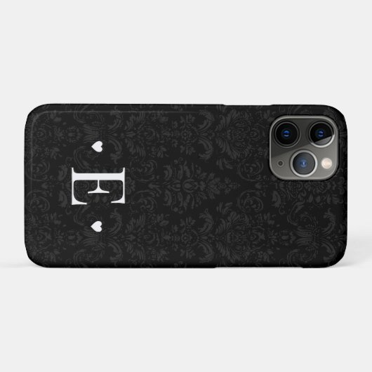 Minimaler Herzklopfchic Initial Monogram Black Dam Case-Mate iPhone Hülle (Rückseite (Horizontal))