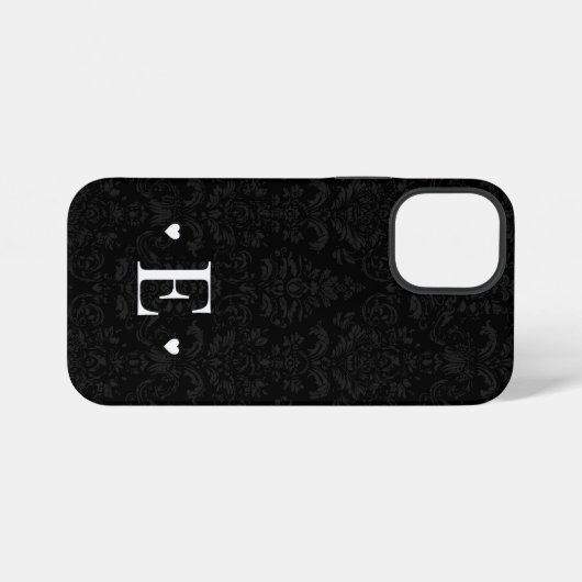 Minimaler Herzklopfchic Initial Monogram Black Dam iPhone Hülle (Rückseite (Horizontal))