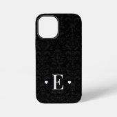 Minimaler Herzklopfchic Initial Monogram Black Dam iPhone Hülle (Rückseite)