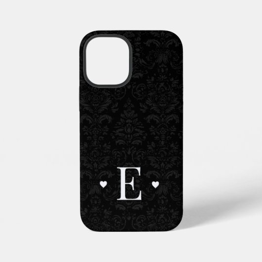Minimaler Herzklopfchic Initial Monogram Black Dam iPhone Hülle (Rückseite)