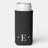 Minimaler Herzklopfchic Initial Monogram Black Dam Selters Dosenkühler (Seltzer Rückseite)