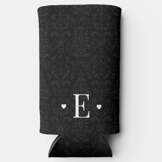 Minimaler Herzklopfchic Initial Monogram Black Dam Selters Dosenkühler (Vorderseite)