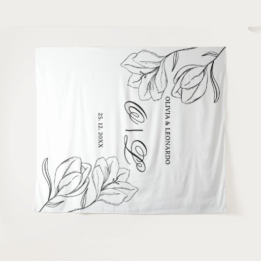 Minimaler Hintergrund für die Hochzeit von Schwarz Wandteppich (Vorderseite (Horizontal))