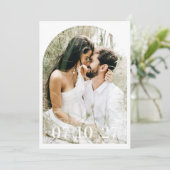 Minimaler Hochzeitbogen Save the Date Fotokarte (Stehend Vorderseite)