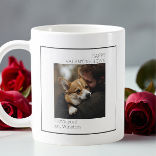 Minimaler Hund Foto Valentinstag Schwarz und Weiß Kaffeetasse