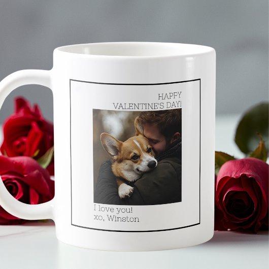 Minimaler Hund Foto Valentinstag Schwarz und Weiß Kaffeetasse