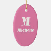 Minimaler Individuelle Name Erstfarbrosa Keramik Ornament (Rechts)