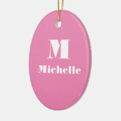 Minimaler Individuelle Name Erstfarbrosa Keramik Ornament (Links)