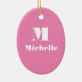 Minimaler Individuelle Name Erstfarbrosa Keramik Ornament (Hinten)