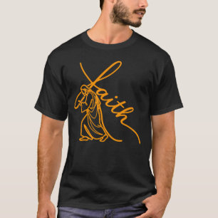Minimaler Jesus, der das Kreuz des Glaubens trägt, T-Shirt