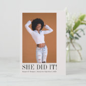 Minimaler klassischer Foto-Abschluss Ankündigung (Stehend Vorderseite)